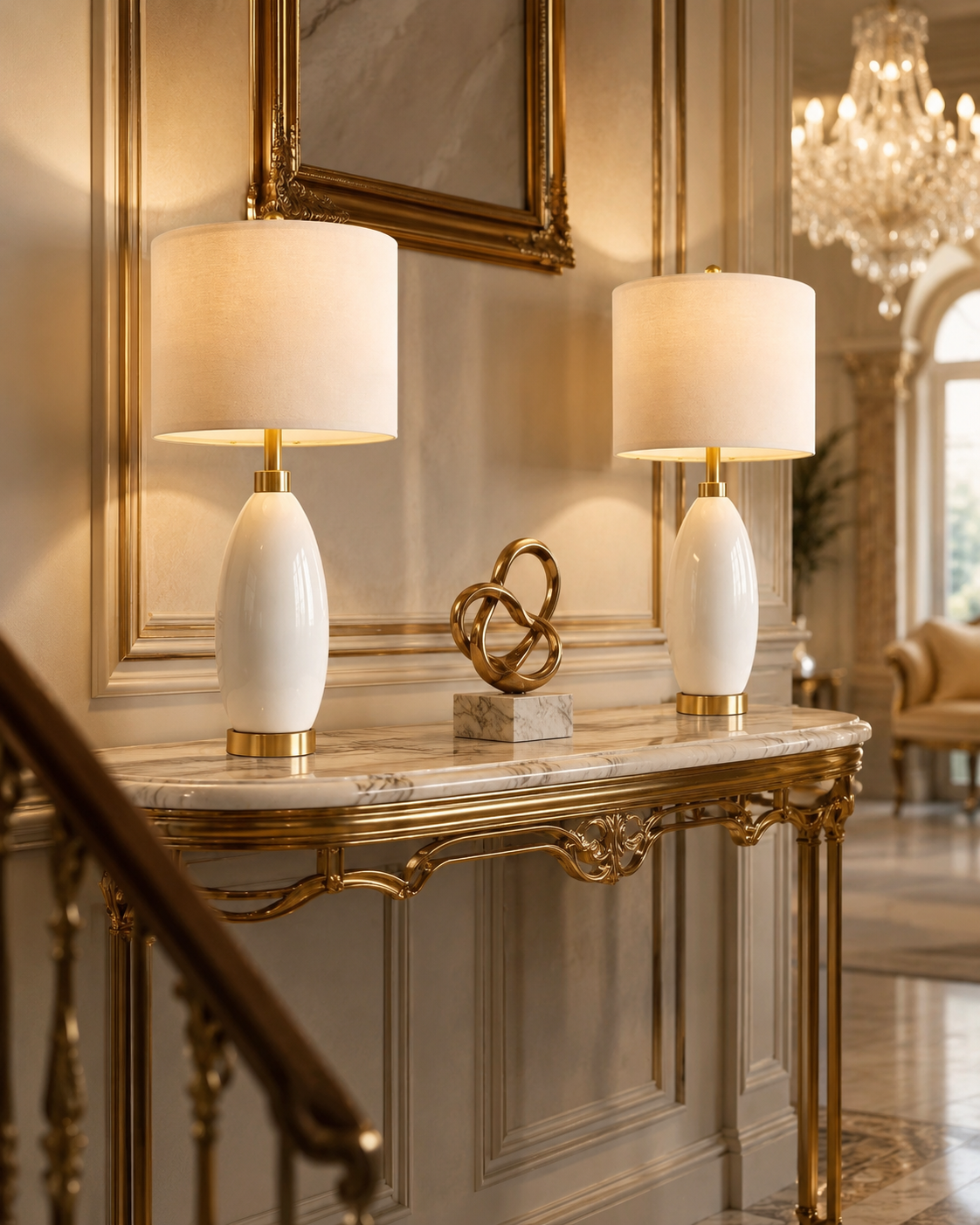 Upgrade your living space with these elegant chandeliers and tables. Perfect for any room! 🏡✨