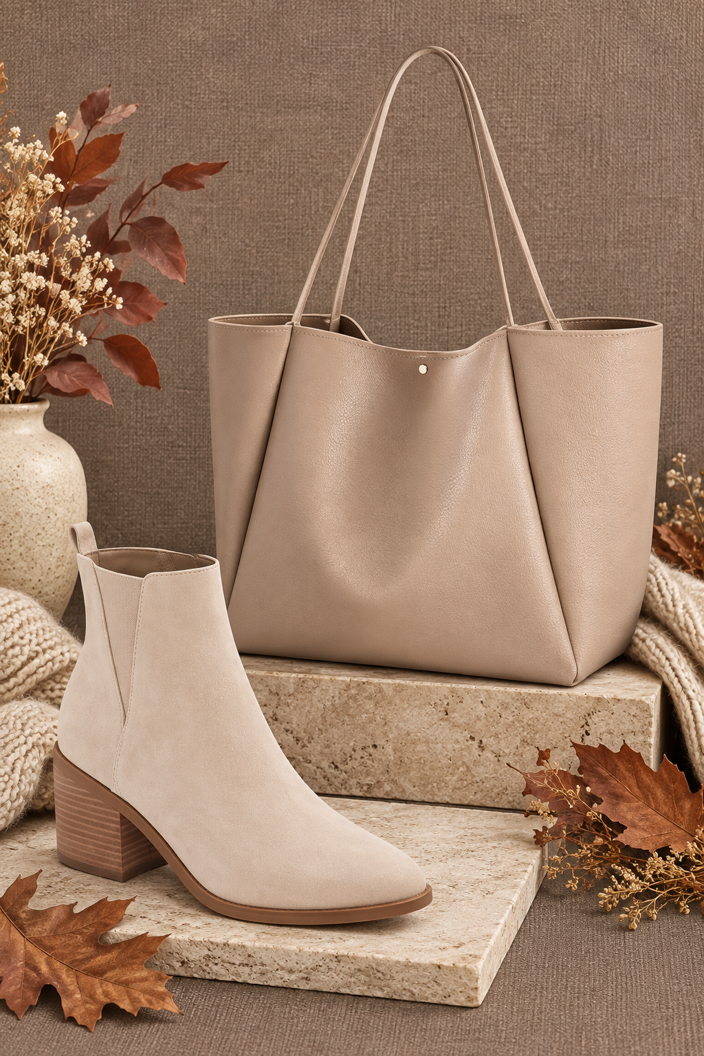 Effortless style with these chic ankle boots and an oversize tote. Perfect for any fall outing! #fallfashion #weekendertote